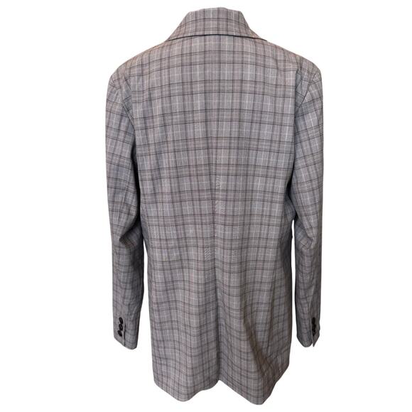 New NORDSTROM Women's Ivory- Red British Plaid Blazer Size L - Picture 4 of 7